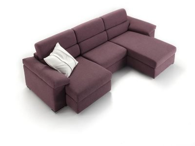 Divano moderno angolare con relax con sedute scorrevoli divano letto lineare pelle e tessuto, modello Ginger | Gobbo Salotti