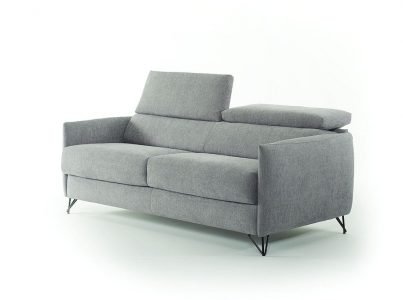 Divano moderno angolare con poggiatesta reclinabile divano letto lineare tessuto, modello Vincenzo | Gobbo Salotti